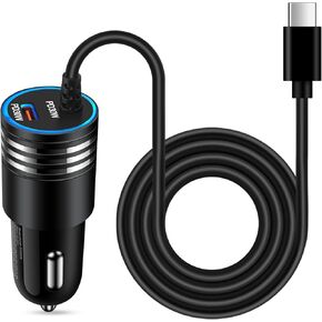 60W Super Fast Charging Android Car Charger Type C Rapid Samsung Car Charger with 3ft Built-in USB C Cable for Samsung Galaxy S24 Ultra S23 FE S22 S21 S20 Note 20 A16 A15 A54 A14 A53 A23 A13 A03S A32