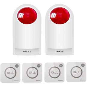 Strobe Siren Panic Alarm Button Siren Alarm with Light for Home Caring Loud Outdoor SOS Alert System 2 Red Flashing Siren and 4 Emergency Button for Store Hotel Jewelry Shop Security
