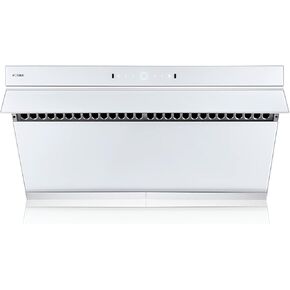 FOTILE JQG9006-W 36" Under-Cabinet or Wall-Mount Range Hood | Dual DC-Motor | Slant Vent Series | Motion Activate| Touchscreen with 4 Speed Level | Modern Kitchen White Schott Glass