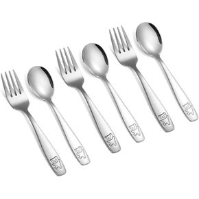 16 Pieces Toddler Utensils Kids Silverware Set, Stainless Steel Childrens Forks and Spoons, Metal Kids Safe Flatware Set, Dishwasher Safe