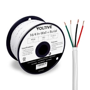 Voltive 16/4 Speaker Wire - 16 AWG/Gauge 4 Conductor - UL Listed in Wall (CL2/CL3) and Outdoor/In Ground (Direct Burial) Rated - Oxygen-Free Copper (OFC) - 250 Foot Bulk Cable Pull Box - Black
