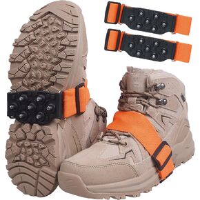 Ice Cleats Snow Traction Snow Shoes 7 Point Mid Sole Anti-Skid Crampon Shoes Traction Cleats for Outdoor&Indoor Transition Climbing or Driving Ice Snow Grips