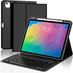 حافظة iPad Air 13 بوصة مع لوحة مفاتيح - حافظة لوحة مفاتيح سحرية لجهاز iPad Air 13 (M2، 2024) - لوحة مفاتيح لاسلكية وحامل أقلام وعمر بطارية طويل - غطاء ذكي للوحة مفاتيح New Air 13 بوصة، أسود