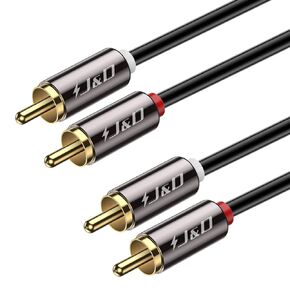 J&D 2 RCA M/M Stereo Audio Cable, Gold-Plated 2RCA Male to 2RCA Male Copper Shell Auxiliary Audio Cord for Home Theater HDTV Amplifiers Hi-Fi Systems Speakers, RCA Audio Cables, 3 Feet