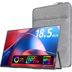 VisionOwl Large Portable Monitor-18.5 Inch Computer Gaming Display 100Hz 125% sRGB FHD 1080P USB-C HDMI IPS Screen for Laptop Mac Surface PC PS4/PS5 Xbox with Kickstand VESA Mountable Speakers