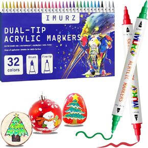32 Colors Acrylic Paint Pens Markers - Dual Tips, Paint Pens Markers for Multi-Surface