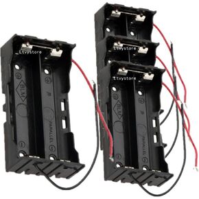 18650 Battery Case Holder, 4 Pcs 2 Slots x 3.7V DIY Battery Storage Box, in Parallel Black Plastic Batteries Case for 2 x 18650 Ltvystore