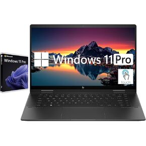 HP Envy x360 15.6" Touchscreen 2-in-1 Laptop Computer, Windows 11 Pro Laptop 8GB RAM 512GB SSD, AMD Ryzen 5 7530U Processor, FHD 1920x1080 Display, Backlit KB, HDMI, SD Card Reader, Nightfall Black