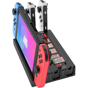 TV Dock Station with Joycon Charger Suitable for Switch/Switch OLED,Switch Docking Station Support 4K HDMI Output with Switch Controller Charging,Storable 6 Game Cards and 6 TF Cards