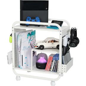 Mythinglogic Gaming Station Organizer, Metal Game Controller Holder, Video Game Console Storage Rack, Game Organizer Storage for PS5/PS4/Xbox/Switch/Gaming Accessories, White