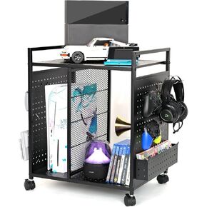 Mythinglogic Gaming Station Organizer, Metal Video Game Controller Holder, Game Organizer Storage Rack for PS5/PS4/Xbox/Switch/Headsets/Gamepads/Gaming Accessories, Black
