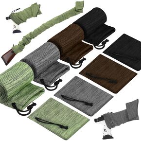 8 Pcs Gun Socks for Rifles and Shotguns, Silicone Treated Gun Socks Knit Gun Sleeves Soft Rifle Cases for Scopes Pistol Storage Grip Hunting Shooting Tactical Accessories, 55 x 4, 16 x 4