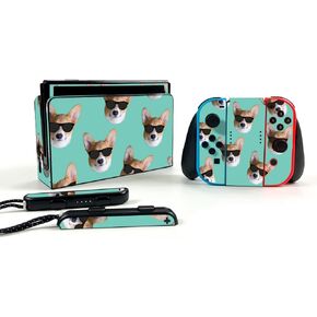 MightySkins Skin Compatible with Nintendo Switch OLED - Cool Corgi | Protective, Durable, and Unique Vinyl Decal wrap Cover | Easy to Apply, Remove, and Change Styles | Made in The USA