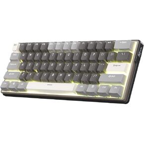 RK ROYAL KLUDGE RK61 Plus Wireless Mechanical Keyboard, 60% Percent Gaming Keyboard with Bluetooth/2.4G/Wired, Hot Swappable RGB PC Keyboards with USB Hub for Win/Mac, Silence Linear SkyCyan Switches