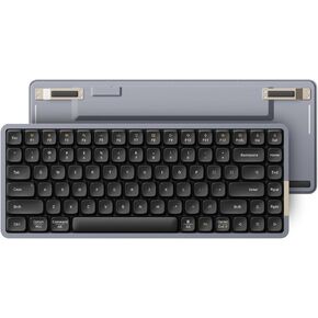 LOFREE Flow84 Low Profile Mechanical Keyboard, 75 Percent Rechargeable Wireless Keyboards with Bluetooth and Wired Connection for Windows, Mac OS/Black Phantom Tactile Switches