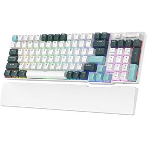 RK ROYAL KLUDGE RK96 RGB Limited Ed, 90% 96 Keys Wireless Triple Mode BT5.0/2.4G/USB-C Hot Swappable Mechanical Keyboard w/Wrist Rest, Software Support & Massive Battery, RK Yellow Switch