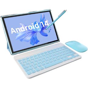 ATOZEE Tablet 2 in 1 Android 14 Tablets with Keyboard 10 inch Tabletas, Include Mouse Stylus Pen Case, 6000mAh Tablet 6GB+32GB ROM 1TB Expandable Tableta, 2MP+8MP Dual Camera, WiFi-6 BT Tablet PC.
