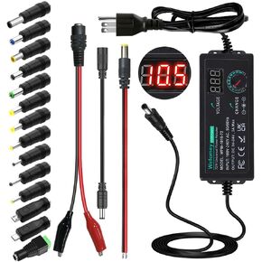 Universal Power Supply 3V~24V 3A 72W Adjustable Variable 3V 5V 6V 9V 12V 15V 18V 20V 24V AC/DC Adapter Charger, 100V-240V AC to DC Converter with 14 Tips and Polarity Converter