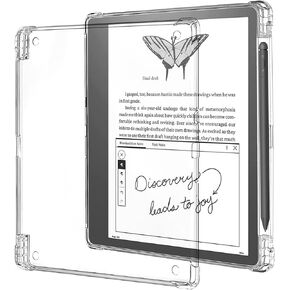 WALNEW Clear Case for 10.2 Inch Kindle Scribe 2024 with Pen Holder, C4A6T4 Soft Transparent TPU Cover with Enhanced Corners for 10.2"Kindle Scribe 2024 and 2022 (Clear)