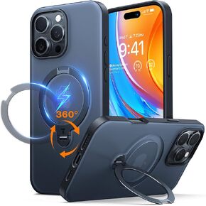 TORRAS Upgraded 360° Spin Magnetic Stand for iPhone 16 Pro Max Case, Fit for MagSafe, Military Grade Protective Case for iPhone 16 Pro Max Phone Case Ostand with Kickstand Rotatable, Black 6.9 inch