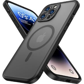 ImpactStrong Magnetic Guard Designed for iPhone 14 Pro Max Case [Camera Protection] [Military Grade Drop Tested] [Compatible with MagSafe] Slim Translucent Matte Phone Case (6.7") - Black