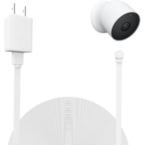 UYODM 32.8ft/10m Power Cord Cable Compatible with Google Nest Cam Outdoor or Indoor, Battery(2nd Generation) -Weatherproof Charging Cable with Adapter Power Your Nest Cam (Battery) Continuously-White