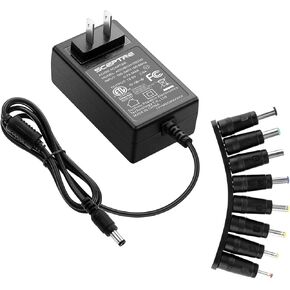 Kado Power Adapter 12V-2A 1.5A 1.25A 1A AC/DC Power Cord 5.5x2.1mm with 8 Tips Made for Sceptre Monitor, Echo Smart Speaker & Display, Webcam, Router, Mini PC, Projector, CCTV, Bluetooth Speaker