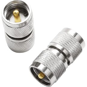 Anina UHF PL259 Male to Male Coax Connector, 2 Pcs Low Loss RF PL-259 Male Adapter for CB Ham Radio Antenna, Coaxial Cable, SWR Meter, LMR, LAN, CCTV System