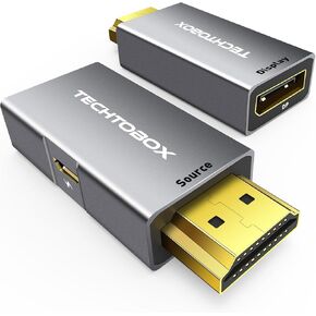 TECHTOBOX HDMI to DisplayPort Adapter [4K@60Hz] Uni-Directional HDMI Source to DP Monitor [1 Pack] HDMI Male to Display Port Female Converter for PC, Graphics Card, Laptop, PS 5