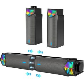Gaming Speakers for PC, Computer Speakers for Desktop Monitor with Bluetooth, 2 in 1 Computer Speaker Soundbar, Can Be Split and Combined Freely
