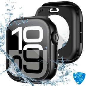 Tensea (2 in 1 for Waterproof Apple Watch Screen Protector Case Series 10 46mm Accessories, iWatch Protective PC Face Cover Built-in Tempered Glass Film, Front and Back Bumper for Women Men, 46 mm
