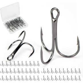 Fishing Treble Hooks High Carbon Steel Fishing Hooks Classic Round Bend Sharp Solid Triple Barbed Fish Hook Fishing Tackle