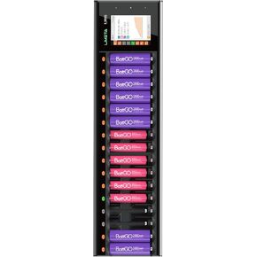 16 Bay AA AAA Battery Charger LCD Display USB Fast Charging Discharge Function Over-Charge Protection OTA Upgrade for Universal Household Rechargeable Batteries LiHv Ni-MH Ni-Cd LiFePO4 Li-ion