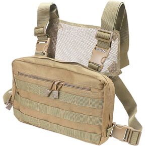 abcGoodefg Tactical Chest Rig Molle Radio Chest Harness Holder Holster Vest Front Chest Pouch Outdoor Chest Bag Chest Pack (BLACK)