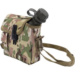 Zunate Outdoor Water Bottle - 1.5L Portable Water Canteen with Waist Bag, Multi Fuctional Flat Camping Water Bottle for Military Surplus or Bushcraft Gear (cp)