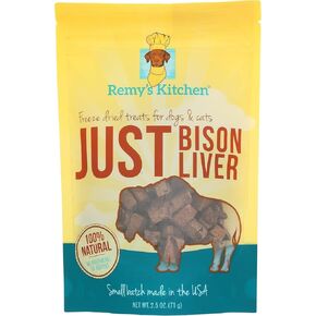 Remy's Kitchen Just Bison Liver Freeze Dried Treats for Dogs and Cats, Brown