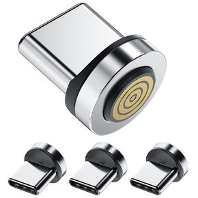 Ankndo Magnetic Connector Tip Heads [4-Pack] USB C Magnetic Adapter Compatible with 7Pin Magnetic Charging Cable 360° Rotating Strong Magnetic Phone Cable Adapter for Type C Device