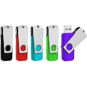 Aiibe 64GB Flash Drive 3.0 5 Pack 64GB USB 3.0 Thumb Drive USB Drive 64GB Jump Drive Memory Stick Multi Pack 64GB Flash Drives (64G, 5 Mixed Colors: Black Red Cyan Green Purple)