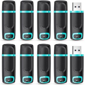 RAOYI 10 Pack 16GB USB 2.0 Flash Drive Thumb Drive Memory Stick Jump Drive Zip Drive for Data Storage and Backup (Mix Colors : Cyan Orange Red Blue Green)
