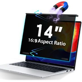 فلتر شاشة خصوصية للكمبيوتر المحمول مقاس 14 بوصة مغناطيسي، درع خصوصية لشاشة الكمبيوتر المحمول مقاس 16:9 قابل للإزالة ومضاد للضوء الأزرق لحماية العين وفلتر الخصوصية in Kuwait