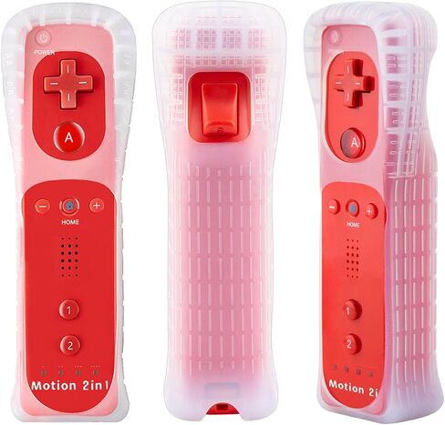 NC 2Pack Motion Plus Wii Controllers مع Nunchucks، وحدات تحكم Wii عن بعد مع المدمج في Motion Plus، متوافقة مع وحدة تحكم Nintendo Wii وWii U، مع حافظة سيليكون وحزام معصم (2 أحمر) in Saudi Arabia