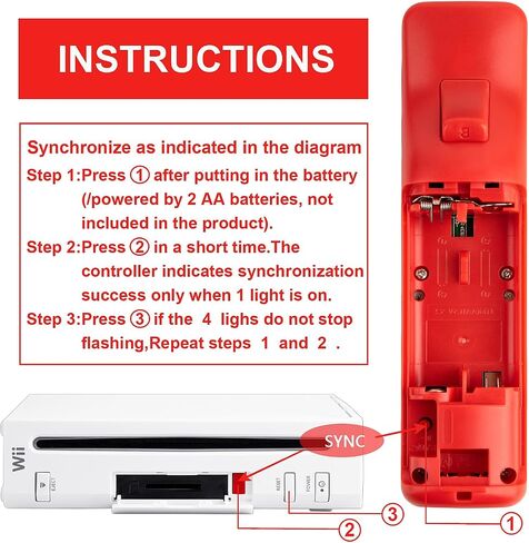 NC 2Pack Motion Plus Wii Controllers مع Nunchucks، وحدات تحكم Wii عن بعد مع المدمج في Motion Plus، متوافقة مع وحدة تحكم Nintendo Wii وWii U، مع حافظة سيليكون وحزام معصم (2 أحمر) in Saudi Arabia