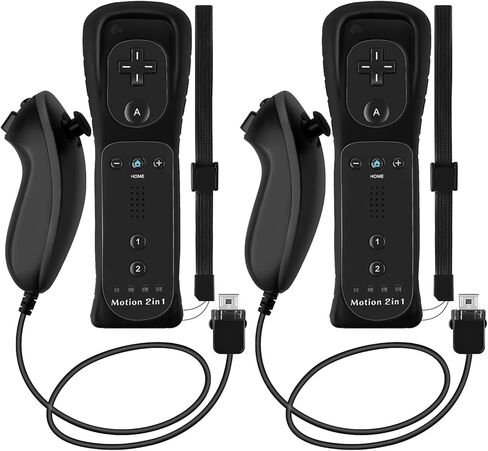 NC 2Pack Motion Plus Wii Controllers with Nunchucks,Wii Remote Controllers with Built in Motion Plus, Compatible for Nintendo Wii and Wii U Console, with Silicone Case and Wrist Strap (2 Red) in Kuwait