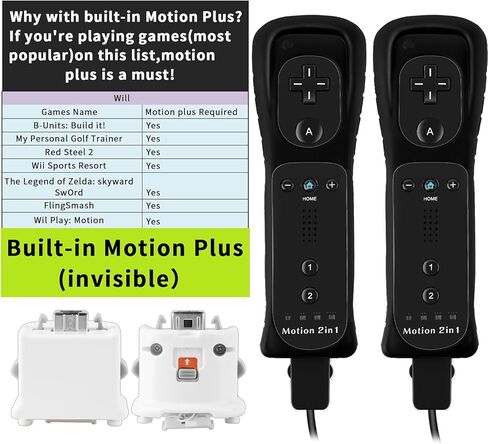 NC 2Pack Motion Plus Wii Controllers with Nunchucks,Wii Remote Controllers with Built in Motion Plus, Compatible for Nintendo Wii and Wii U Console, with Silicone Case and Wrist Strap (2 Red) in Kuwait