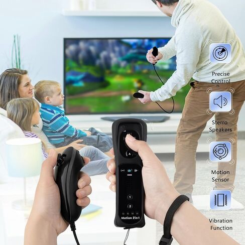 NC 2Pack Motion Plus Wii Controllers with Nunchucks,Wii Remote Controllers with Built in Motion Plus, Compatible for Nintendo Wii and Wii U Console, with Silicone Case and Wrist Strap (2 Red) in Kuwait