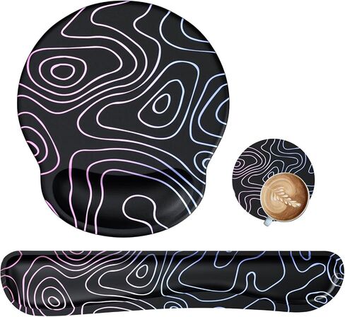 iLeadon Mouse Pad with Wrist Rest Set, Keyboard Wrist Rest + Ergonomic Mouse Pad + Coasters, Easy Typing & Pain Relief Mousepad, Mouse Pad Wrist Support for Computer Home Office, Tropical Leaves in Kuwait