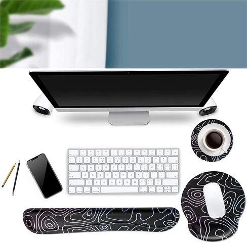 iLeadon Mouse Pad with Wrist Rest Set, Keyboard Wrist Rest + Ergonomic Mouse Pad + Coasters, Easy Typing & Pain Relief Mousepad, Mouse Pad Wrist Support for Computer Home Office, Tropical Leaves in Kuwait