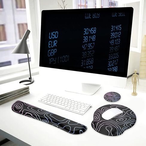 iLeadon Mouse Pad with Wrist Rest Set, Keyboard Wrist Rest + Ergonomic Mouse Pad + Coasters, Easy Typing & Pain Relief Mousepad, Mouse Pad Wrist Support for Computer Home Office, Tropical Leaves in Kuwait