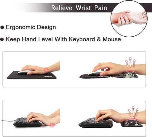 iCasso Mouse Pad and Keyboard Wrist Rest, Wrist Rest for Computer Keyboard, Made of Memory Foam with Wrist Support, Easy Typing and Relieve Wrist Pain Keyboard Pad for Computer, Office (B-Weeds) in Saudi Arabia