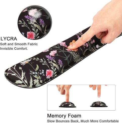 iCasso Mouse Pad and Keyboard Wrist Rest, Wrist Rest for Computer Keyboard, Made of Memory Foam with Wrist Support, Easy Typing and Relieve Wrist Pain Keyboard Pad for Computer, Office (B-Weeds) in Saudi Arabia